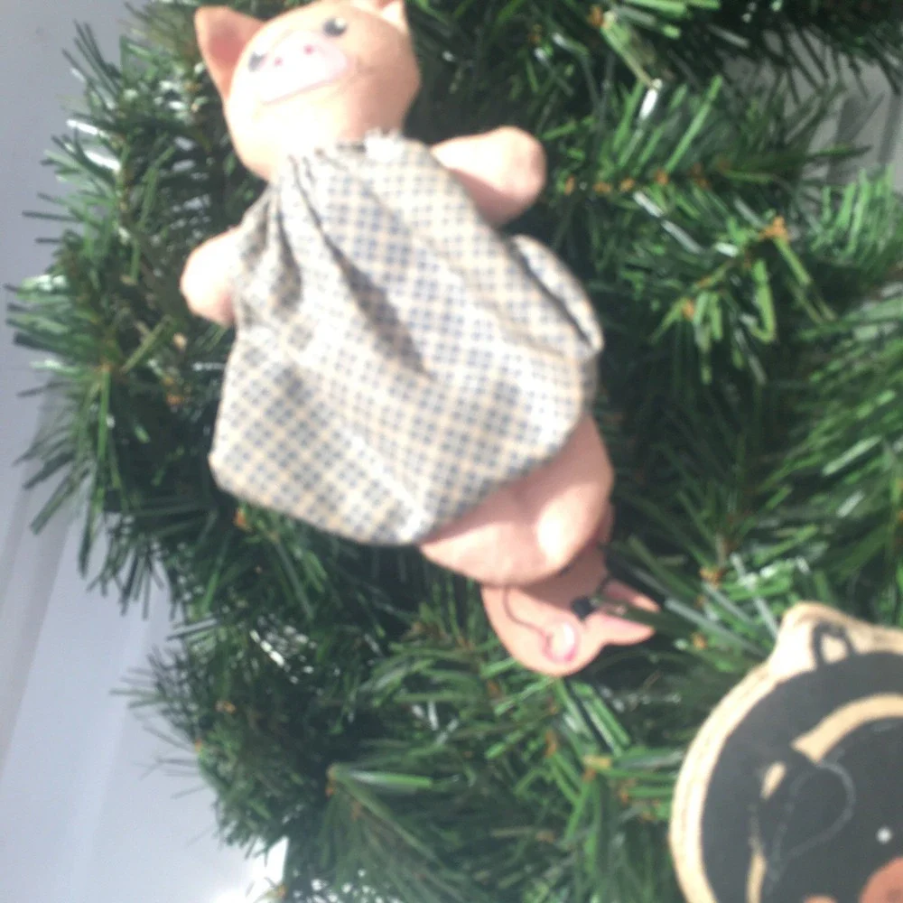 Primitive Evergreen Pig Farmhouse Wreath All‎ Season 20